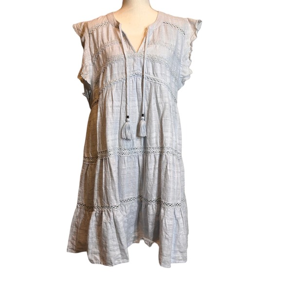 Tantrums Dresses & Skirts - Tantrums Womens Large 05 Blue Tiered Minimalist Bohemian Crochet Lined Dress